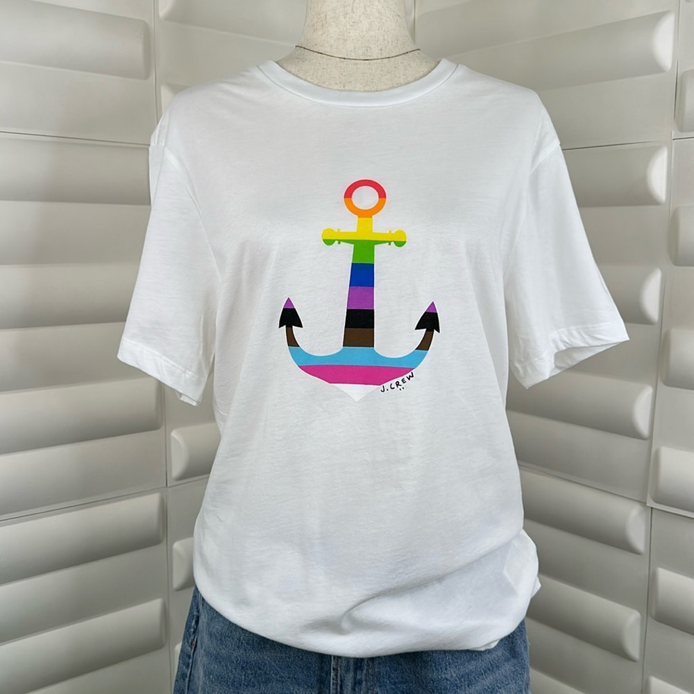 J. Crew PFLAG Pride Rainbow Anchor Graphic Tee